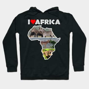 I Love Africa Wildlife Collage Map Hoodie